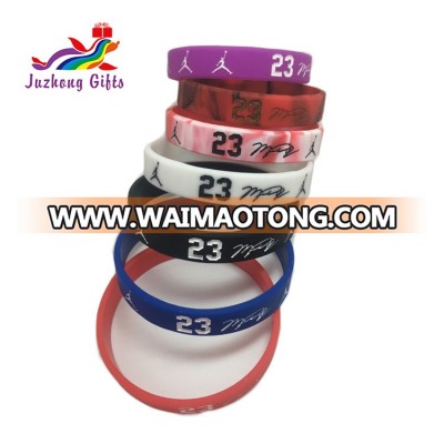 Custom Cheap sport silicone bracelet basketball sport silicone wristbands with fill ink logo